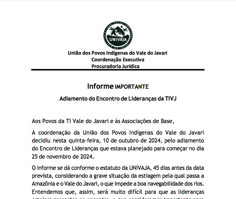 UNIVAJA adia Encontro de Líderes